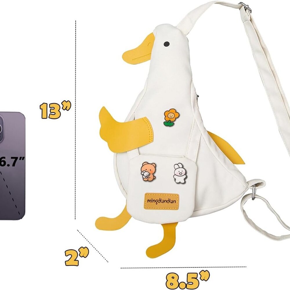 Kawaii Purse, Cute Duck Crossbody Shoulder Bag, Novelty Messenger Purse for Wome - Picture 3 of 7